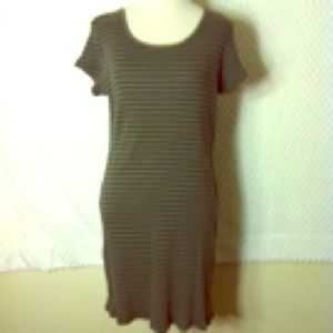 Mossimo Navy & Forest Ribbed Striped Shirtdress